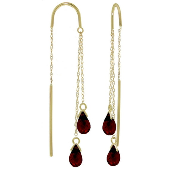 Galaxy Gold 14K Yellow Gold 2.5 Carat Natural Garnet Dangle Earrings - January Birthstone - Passion & Protection - Fine Jewelry for Women