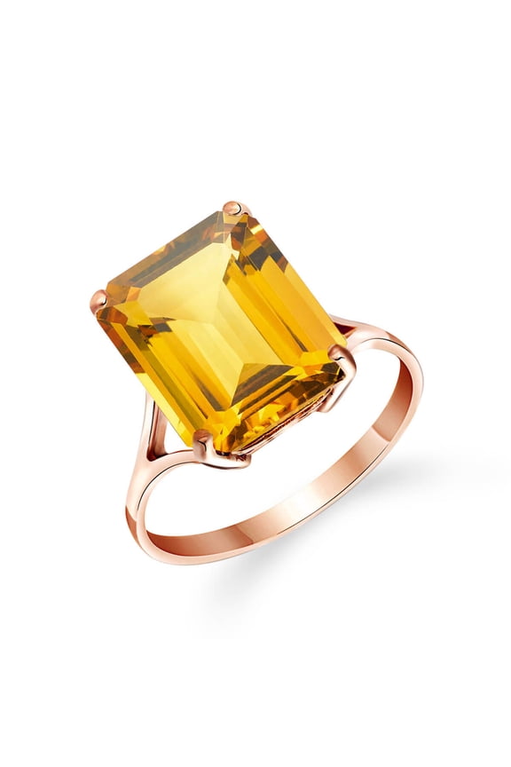 Size 10.0 inch 14K Solid Rose Gold Ring With Octagon Shape Natural Citrine Grade AAA