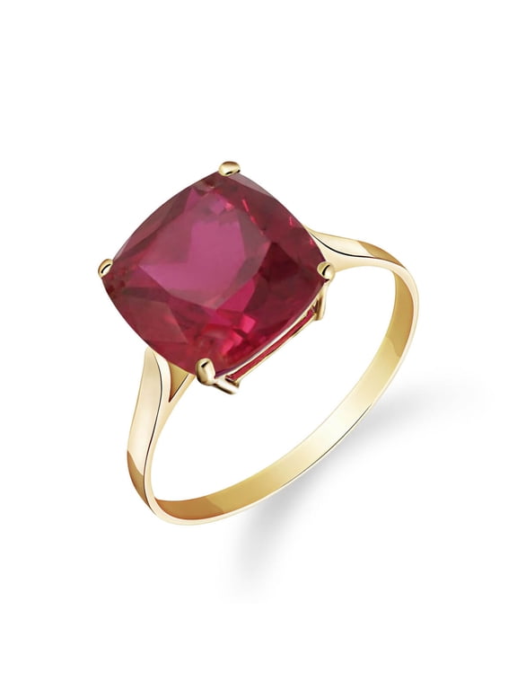 14K Solid Gold Natural Ruby Ring for Women - Yellow Gold Fine Jewelry