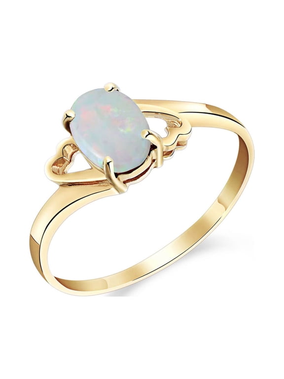 Size 11.0 14K Solid Yellow Gold Ring With Oval Shape Natural Opal GRADE AAA