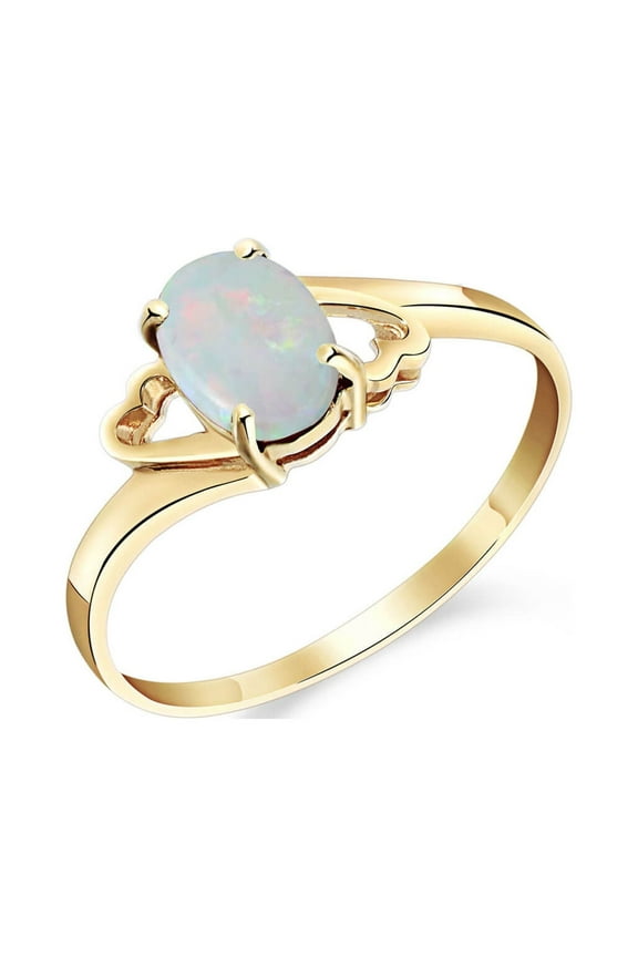 Size 11.0 14K Solid Yellow Gold Ring With Oval Shape Natural Opal GRADE AAA