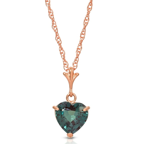 Galaxy Gold Size 22 inch 14K Solid Rose Gold Necklace With Lab. Grown Heart Alexandrite Grade AAA