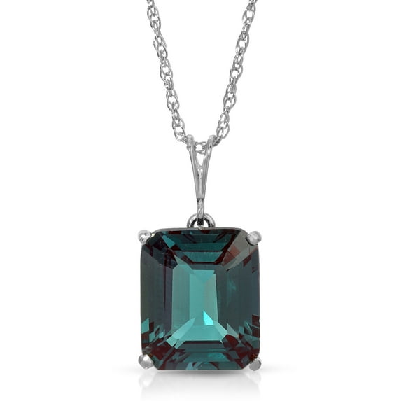 Galaxy Gold Size 22 inch 14K Solid White Gold Necklace With Lab. Grown Octagon Alexandrite Grade AAA