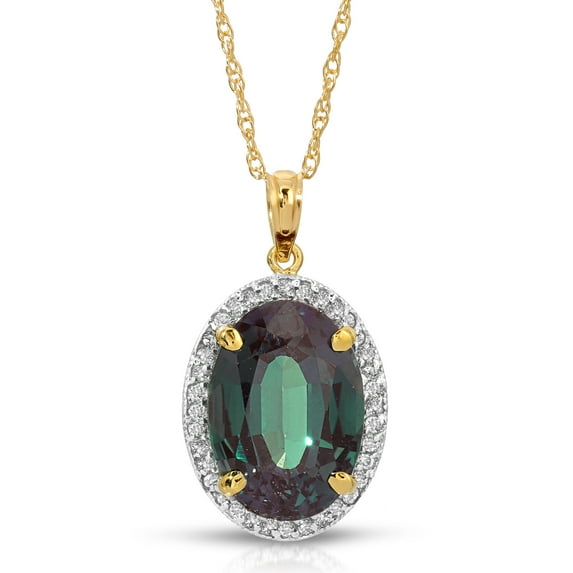 Galaxy Gold Size 22 inch 14K Solid Yellow Gold Necklace With Natural Diamonds & Lab. Grown Alexandrite Grade AAA