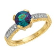 thumbnail image 1 of Galaxy Gold Size 6.5  14K Solid Yellow Gold Ring with Natural Diamonds & Round Shape Lab. Grown  Alexandrite Grade AAA, 1 of 5