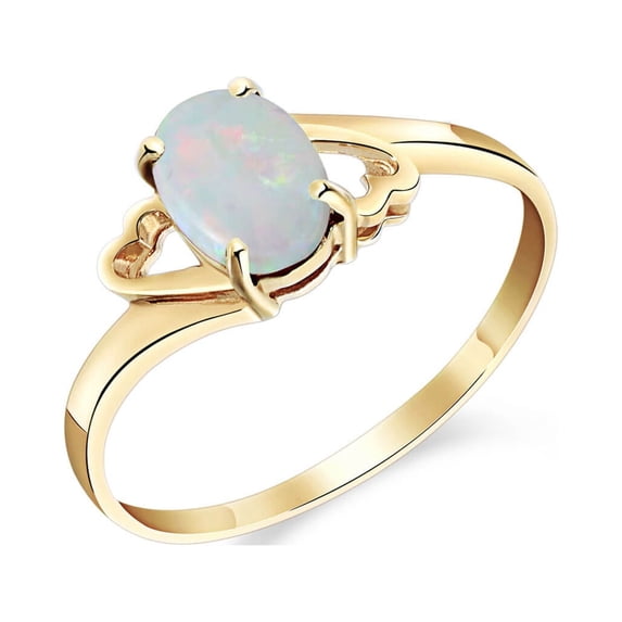 Galaxy Gold Size 7.5 14K Solid Yellow Gold Ring With Oval Shape Natural Opal GRADE AAA
