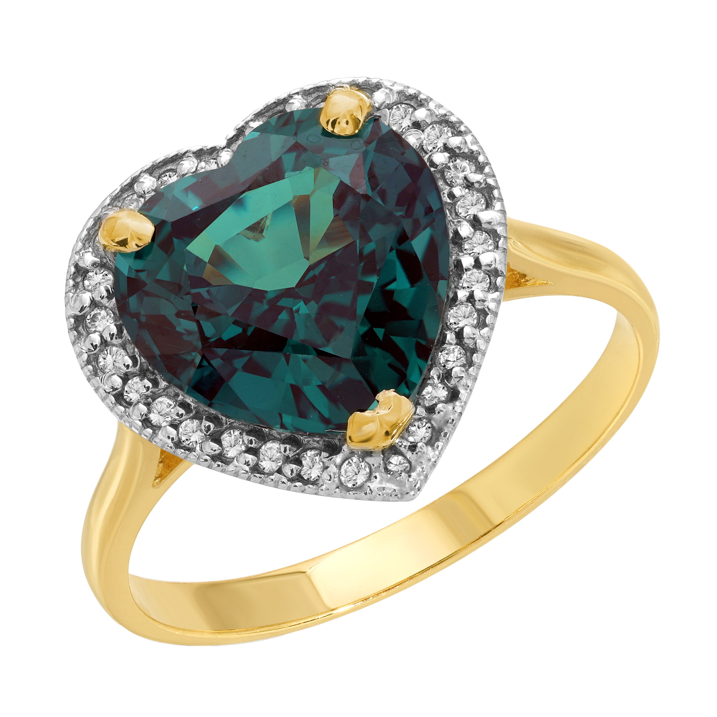 Galaxy Gold Size 7.5 14K Solid Yellow Gold Ring with Natural Diamonds Heart Lab. Grown Heart Alexandrite Grade AAA Walmart Business Supplies