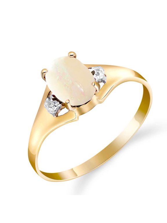 14K Solid Yellow Gold Natural Diamond & Diamond Ring - April Birthstone - Symbol of Eternal Love - Made in USA - Fine Jewelry for Women