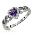 thumbnail image 1 of Galaxy Gold Size 9.0 14K Solid White Gold Ring with Natural Diamonds & Heart Natural Purple Amethyst  Grade AAA, 1 of 5