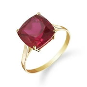 Galaxy Gold Size 9.0 inch 14K Solid Yellow Gold Ring With Cushion Shape Genuine Ruby Grade AAA