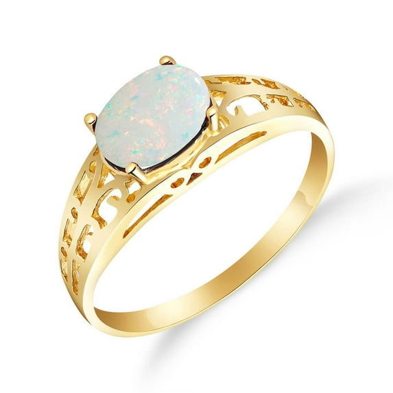 Galaxy Gold Size 9.5 14K Solid Yellow Gold Filigree Ring With Natural Opal GRADE AAA