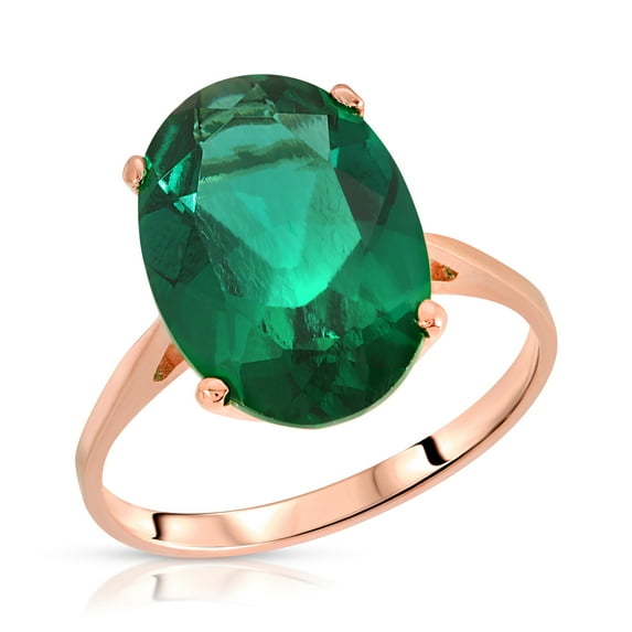 Galaxy Gold 14K Solid Gold 4.50 Carat Natural Emerald Ring for Women - Rose Gold Fine Jewelry