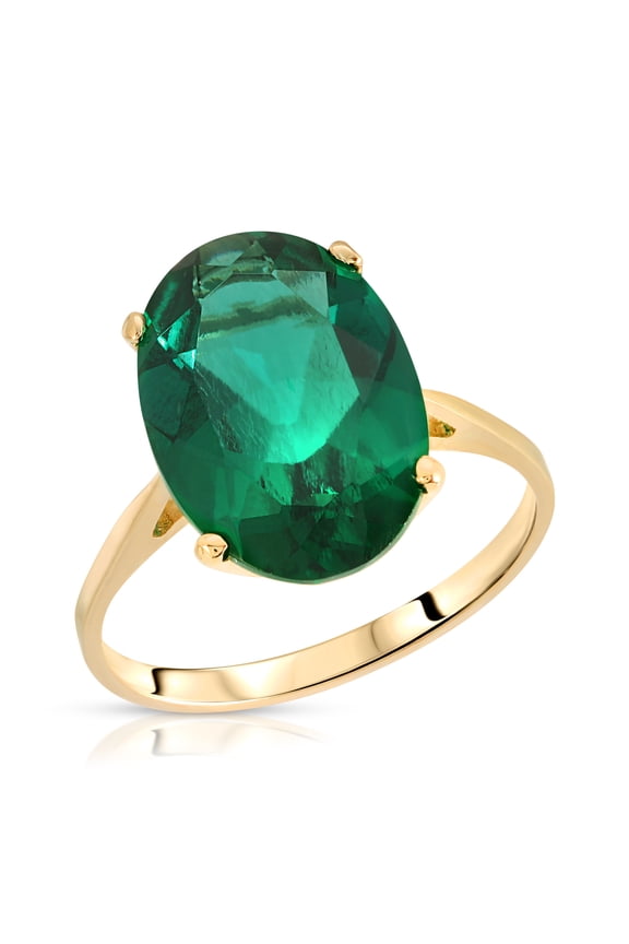 Stunning 4.50 Carats 14K Solid Yellow Gold Brilliant Oval Cut Emerald Solitaire Ring with Genuine Vibrant Emerald Oval Shape Anniversary Engagement Promise Her Him Unisex (6)