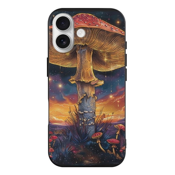 Galaxy Hippie Mushroom Art Black TPU Case for iPhone 17 Slim Shockproof Protective Phone Cover