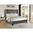 thumbnail image 1 of Galaxy Home Allen Contemporary Design Tufted Upholstered Velvet Queen Bed in Gray, 1 of 6