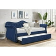 thumbnail image 1 of Galaxy Home Furnishings Abby Trundle Style Daybed Made with Wood & Curved Armrest in Navy, 1 of 5