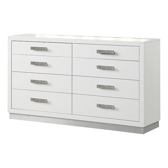 Galaxy Home Furnishings Coco 8-Drawer Modern Wood Dresser in Milky White
