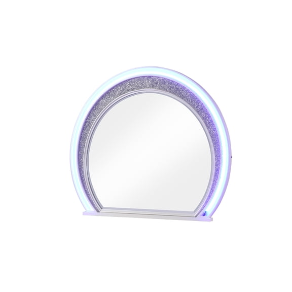 Matrix Furniture Perla Modern Style LED Mirror Made with Wood in White