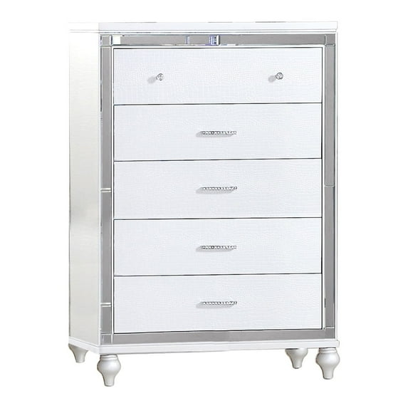 Sterling Mirror Framed Chest Made With Wood in White Color