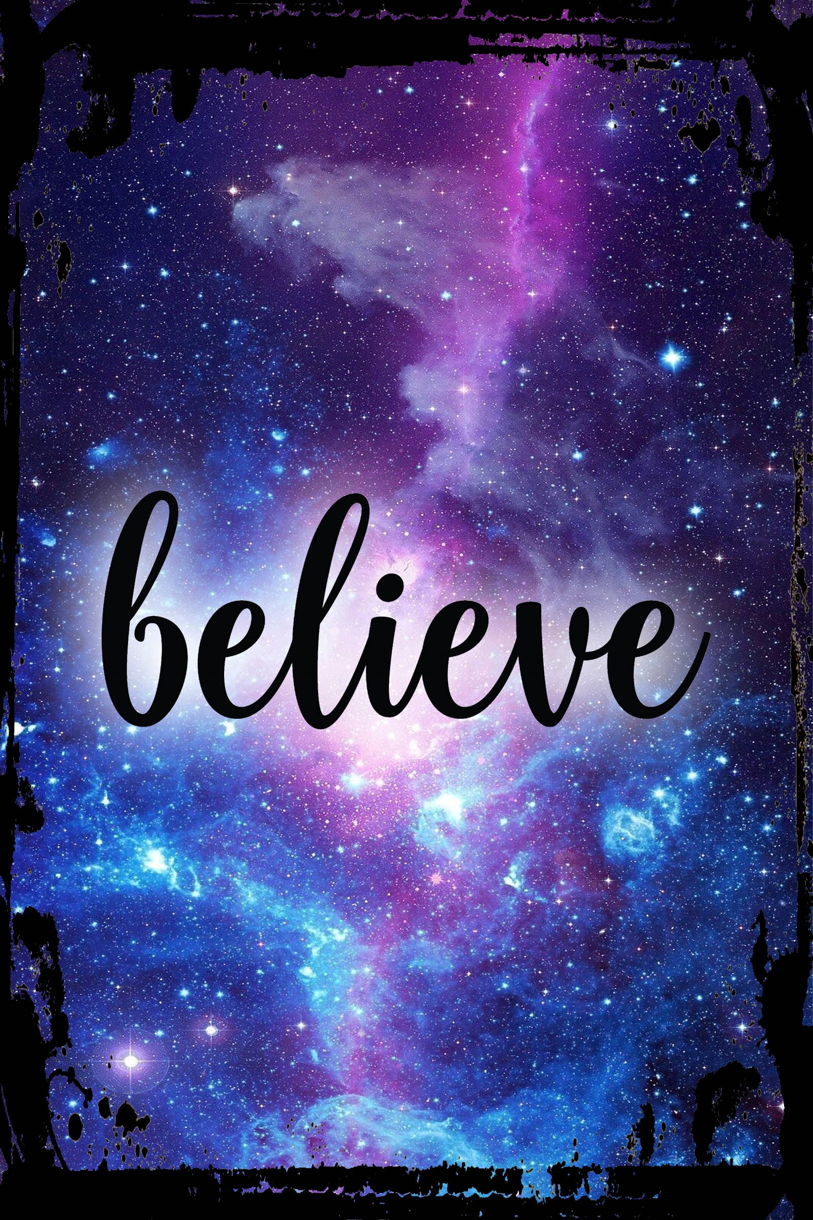 Galaxy Inspirational Wall Art Believe faith god jesus miracles cursive ...