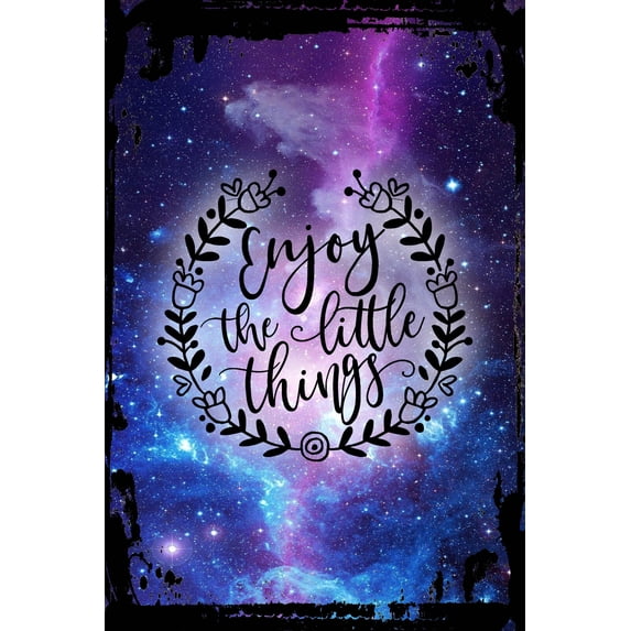 Galaxy Inspirational Wall Art Enjoy The Little Things Cute Pretty Floral Cirlce Pattern Minimal Metal Wall Art Decor Funny Gift