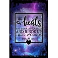 thumbnail image 1 of Galaxy Inspirational Wall Art He heals the brokenheartedâ€¦ wounds square heart Psalm bible verse Metal Wall Art Decor Funny Gift, 1 of 1