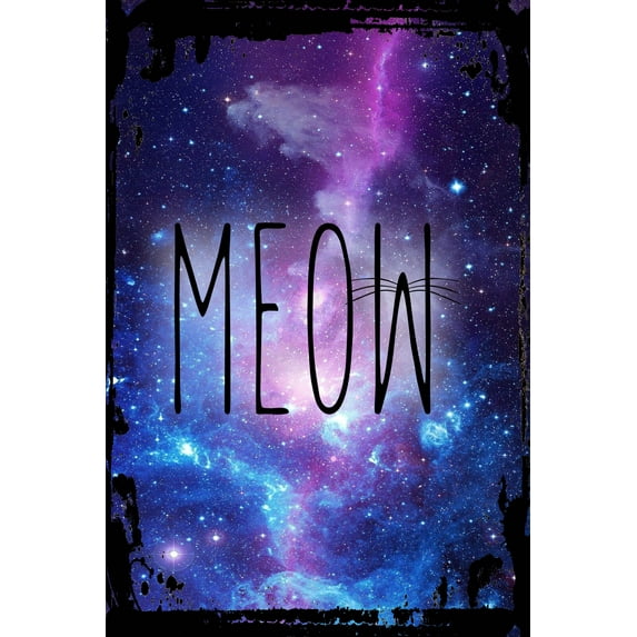 Galaxy Inspirational Wall Art Meow Tall Font with Whiskers for Cat Owners and Feline Lovers Pet Metal Wall Art Decor Funny Gift