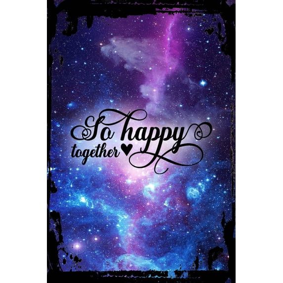 Galaxy Inspirational Wall Art So Happy Together Hearts Calligraphy Font Typography Art Metal Wall Art Decor Funny Gift