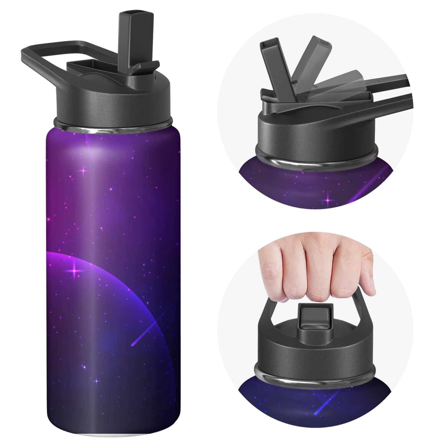 Galaxy Insulated Water Bottle with Straw & Cleaning Brush – 18oz | Leakproof, BPA-Free, 304 Stainless Steel, Wide Mouth, Travel Mug for Car, Gym, Office, Starry, Christmas Thanksgiving Gift