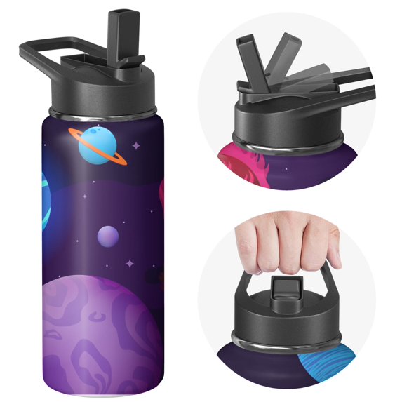 Galaxy Insulated Water Bottle with Straw & Cleaning Brush – 18oz | Leakproof, BPA-Free, 304 Stainless Steel, Wide Mouth, Travel Mug for Car, Gym, Office, Starry, Christmas Thanksgiving Gift
