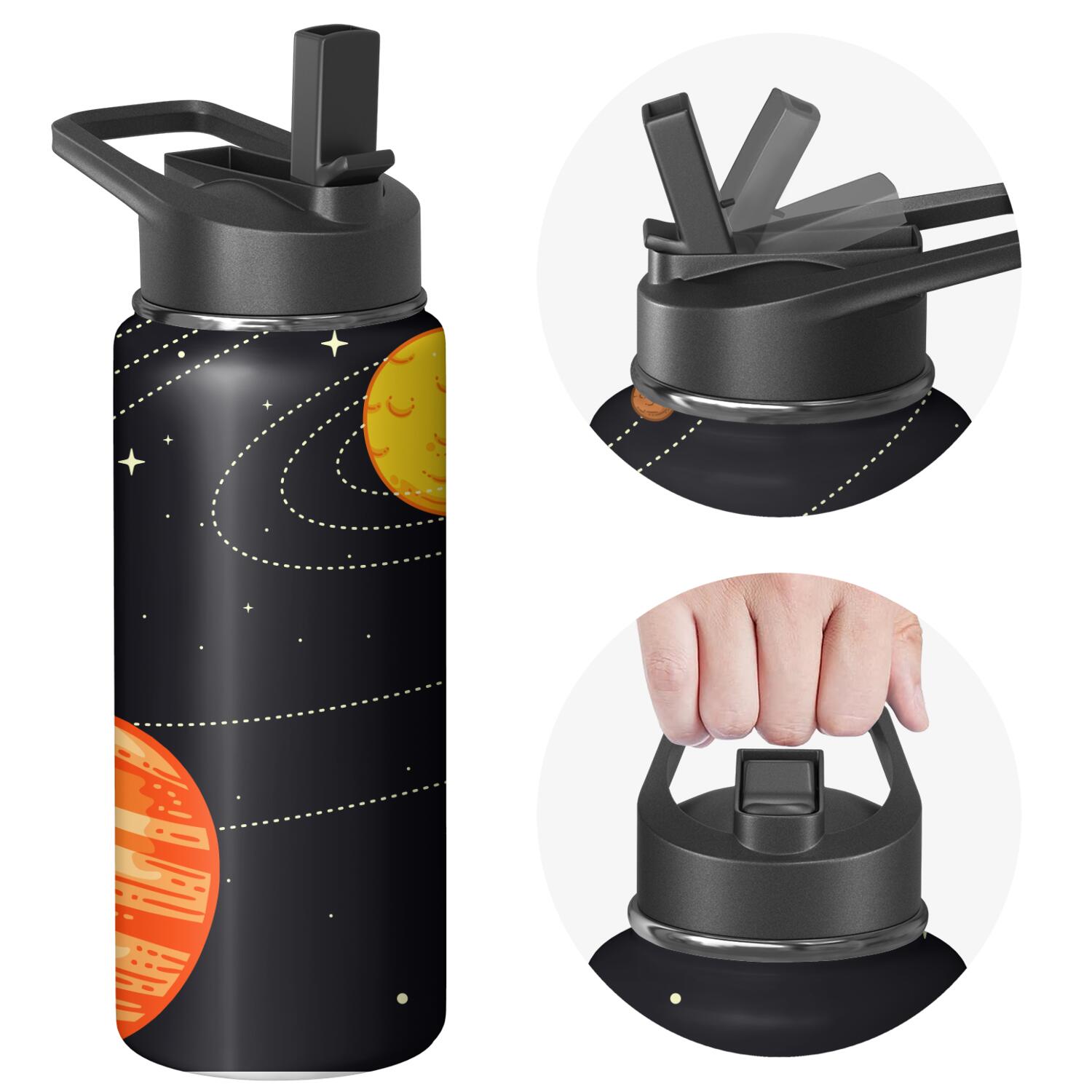 Galaxy Insulated Water Bottle with Straw & Cleaning Brush – 18oz | Leakproof, BPA-Free, 304 Stainless Steel, Wide Mouth, Travel Mug for Car, Gym, Office, Starry, Christmas Thanksgiving Gift