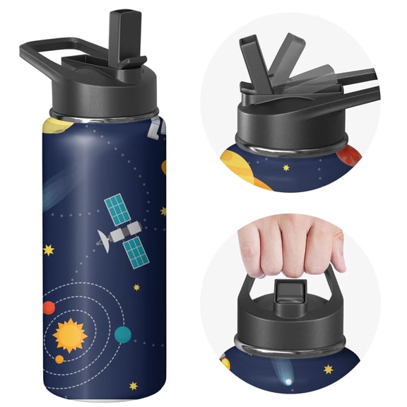 Galaxy Insulated Water Bottle with Straw & Cleaning Brush – 18oz | Leakproof, BPA-Free, 304 Stainless Steel, Wide Mouth, Travel Mug for Car, Gym, Office, Starry, Christmas Thanksgiving Gift