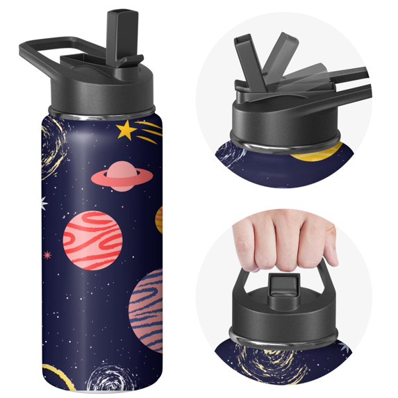 Galaxy Insulated Water Bottle with Straw & Cleaning Brush – 18oz | Leakproof, BPA-Free, 304 Stainless Steel, Wide Mouth, Travel Mug for Car, Gym, Office, Starry, Christmas Thanksgiving Gift