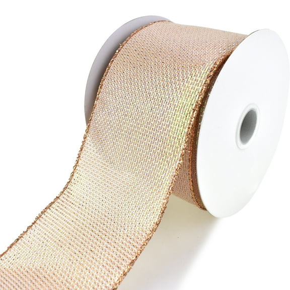 Galaxy Iridescent Metallic Weave Wired Ribbon, 2-1/2-Inch, 10-Yard (Blush)