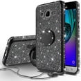 thumbnail image 1 of Galaxy J3 Case, Galaxy Sky Case, J36v Case,Galaxy Express Prime,Galaxy Sol,Galaxy Amp Prime Case Bling Diamond Rhinestone Bumper Ring Stand Sparkly Clear Soft Protective for Women Black, 1 of 6