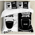 thumbnail image 1 of Galaxy King Size Duvet Cover Set, Come to the Dark Side We Have Coffee Funny Quote Space Wars between Black and White, Decorative 3 Piece Bedding Set with 2 Pillow Shams, Black White, by Ambesonne, 1 of 3