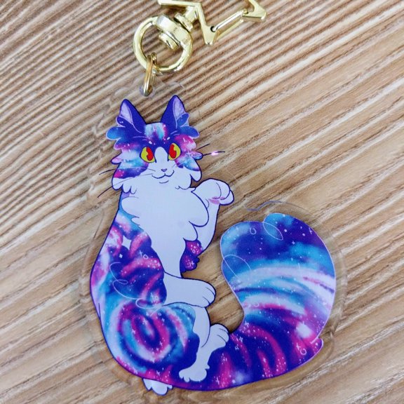 Galaxy Kitty Acrylic Charm Keychain (1 keychain)