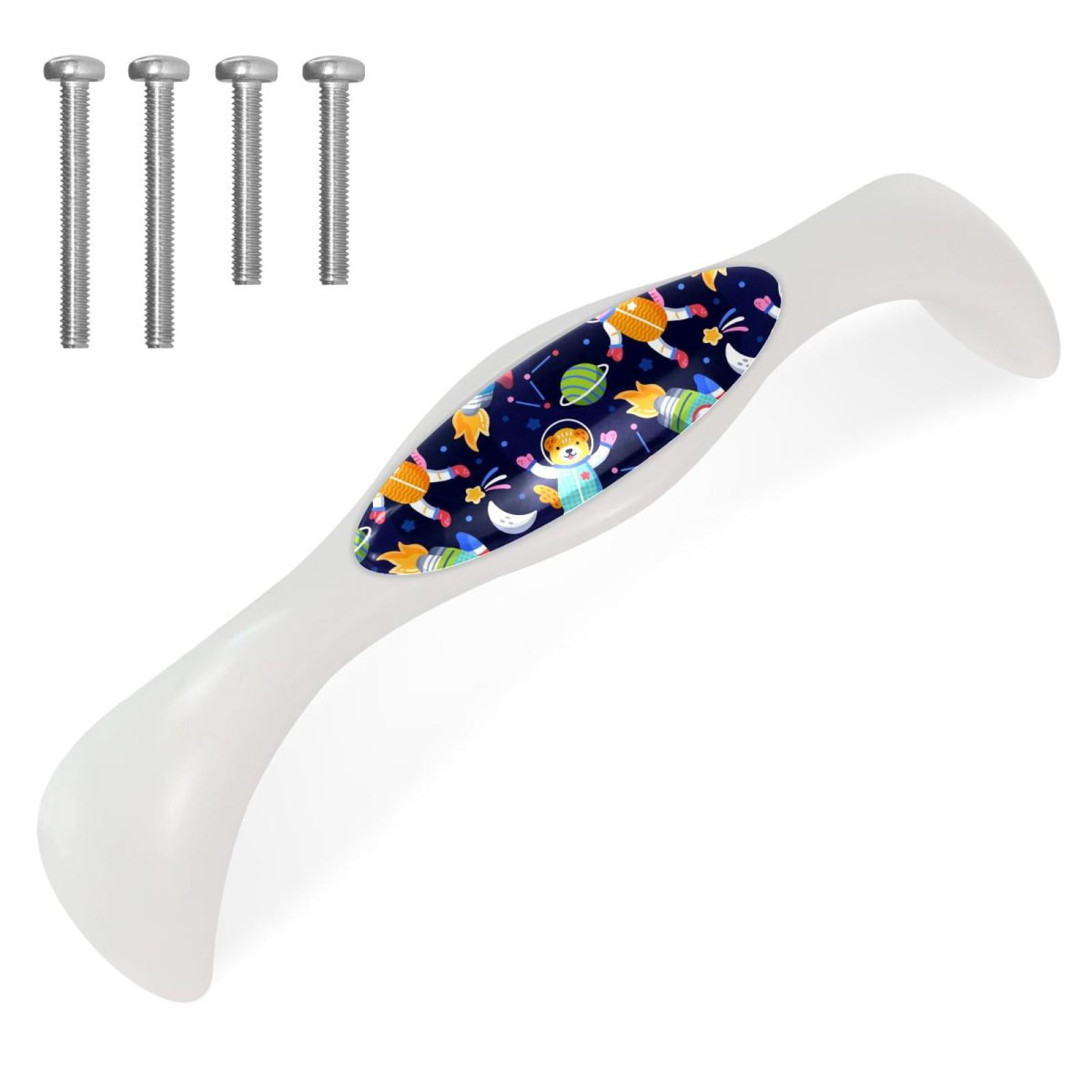 Galaxy Knob 4 Pack Arched Drawer Pulls Crystal Glass White Knobs with