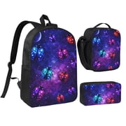 Galaxy Ladybug Backpack Set 3pc Backpack with Lunch Bag and Bag 17 Inch
