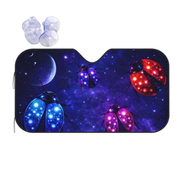 Galaxy Ladybug Car Windshield Sun Shade Universal Fit Auto Sun Visor Protector