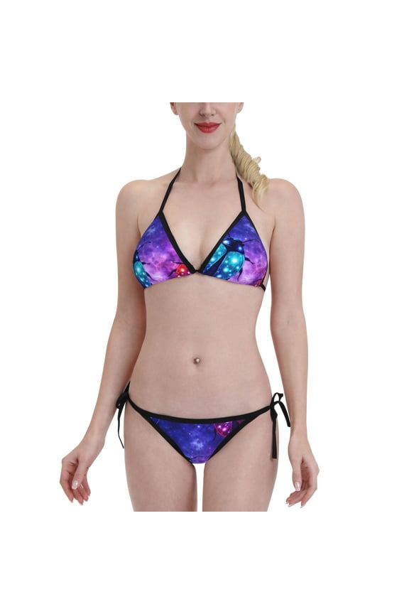 Galaxy Ladybug Women's Bikini Set Two Piece Swimsuit Triangle Bathing Suit Adjustable Beach Swimwear