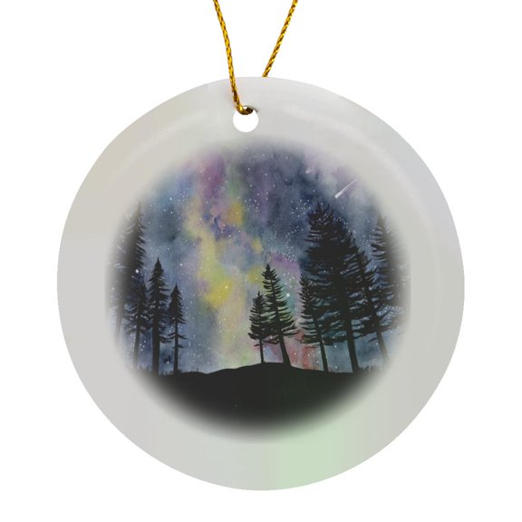 3drose, Galaxy Landscape 1, Circle Porcelain Ornament