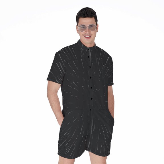 Galaxy Lightspeed Short Sleeve Men'S Rompers, Galaxy Casual Summer Jumpsuits Outfit