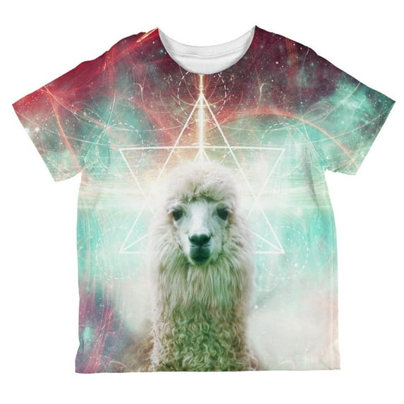 Galaxy Llama of Namaste Tetrahedron All Over Toddler T Shirt Multi 6T