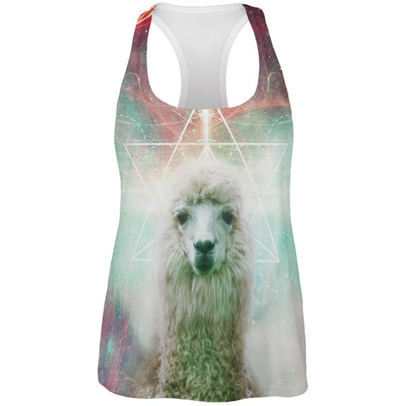 Galaxy Llama of Namaste Tetrahedron All Over Womens Work Out Tank Top Multi MD