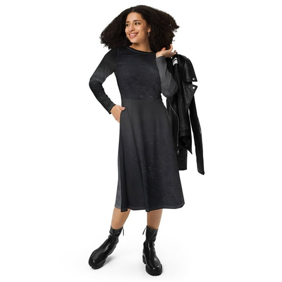 Galaxy Long-Sleeve Midi Dress