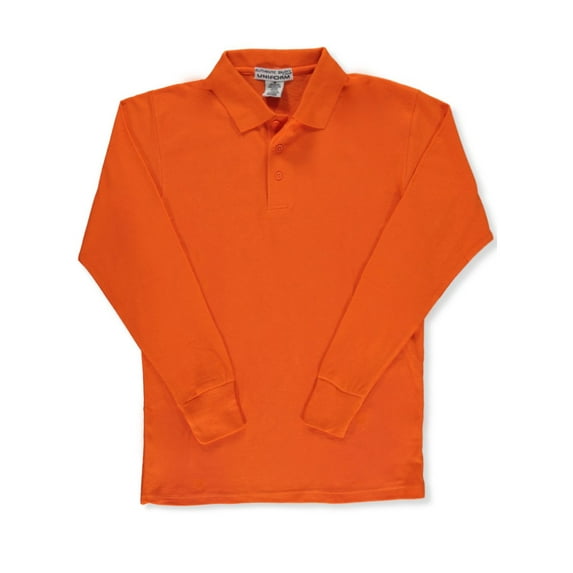 Galaxy Mens' L/S Pique Polo Color: orange Size: xxl