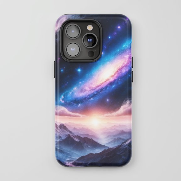 Galaxy Mountains for All iPhone Series Tough Phone Case Sci-Fi Pink Blue