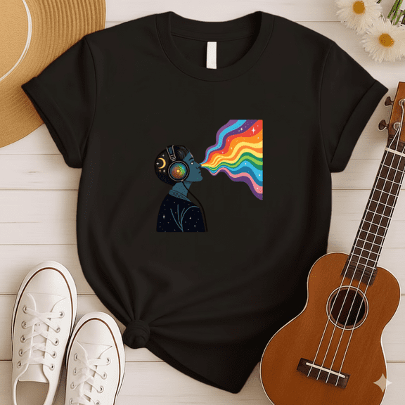 Galaxy Music Cosmic Art Inspired Space Fantasy Musical Graphic Unisex T-Shirt, up to size 5XL