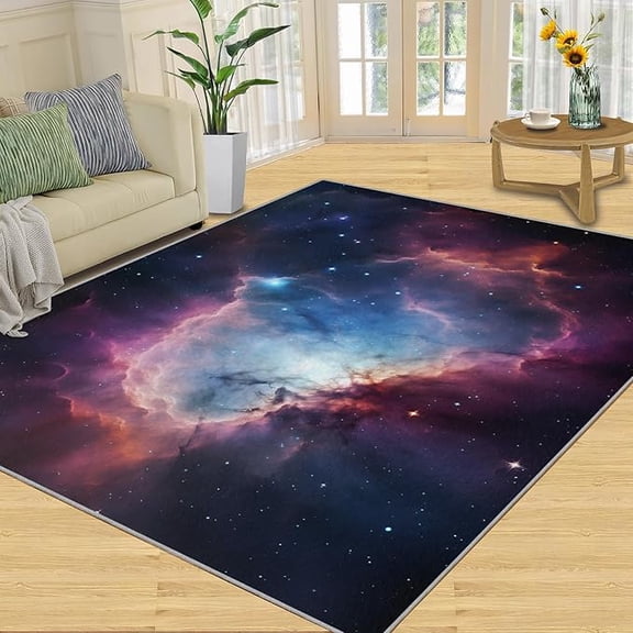 Galaxy Nebula Area Rug, Celestial Universe Night Sky Rugs for Bedroom Outer Space Themed Rug, Washable Non Slip Indoor Floor Carpet & Home Decor 2 x 3ft